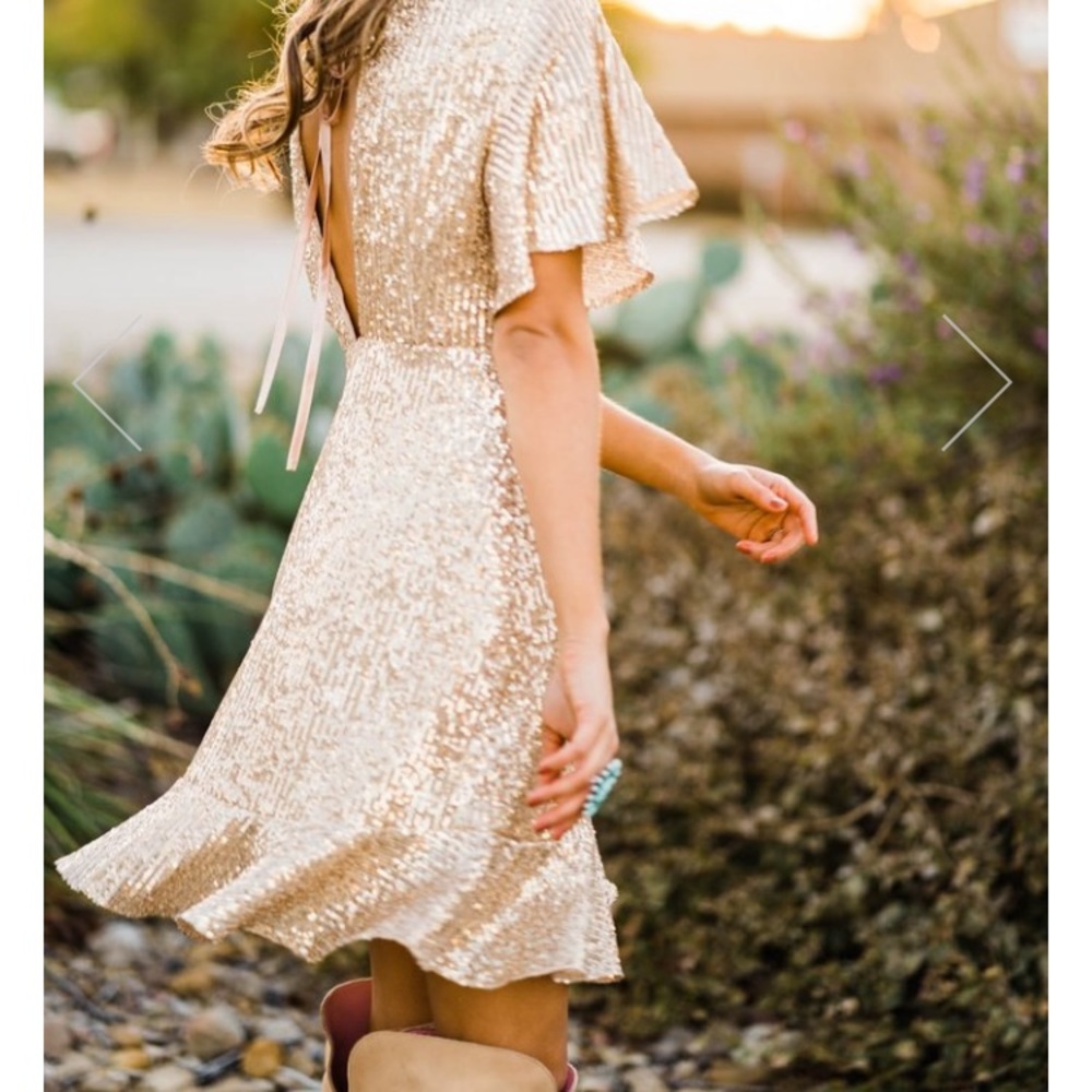 southern fried chics gold sparkly dress - Picture 2 of 6